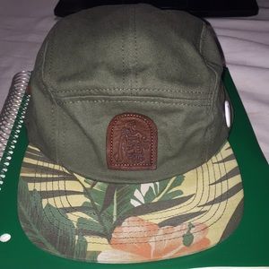 Green Floral Katin USA 5 panel Hat